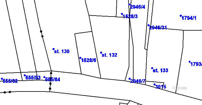 Parcela st. 132 v KÚ Horní Bělá, Katastrální mapa