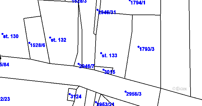 Parcela st. 133 v KÚ Horní Bělá, Katastrální mapa