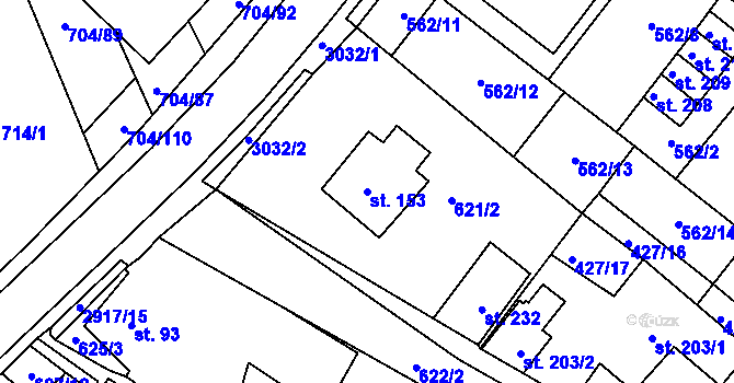 Parcela st. 153 v KÚ Horní Bělá, Katastrální mapa