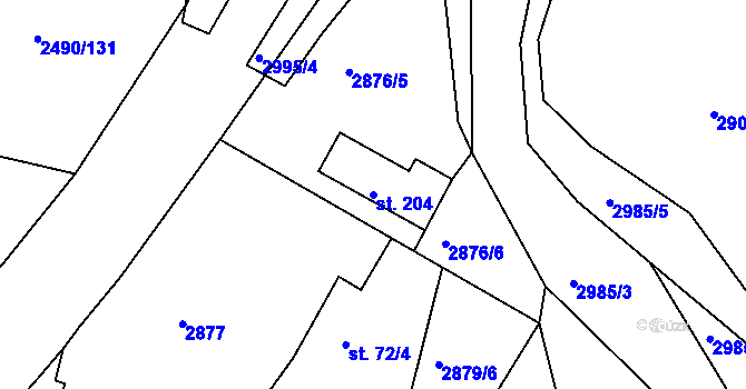 Parcela st. 204 v KÚ Horní Bělá, Katastrální mapa