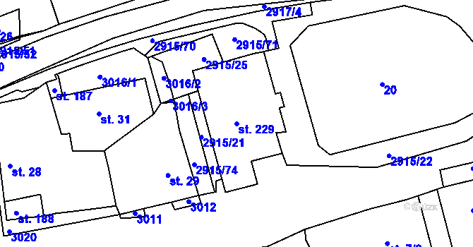 Parcela st. 229 v KÚ Horní Bělá, Katastrální mapa