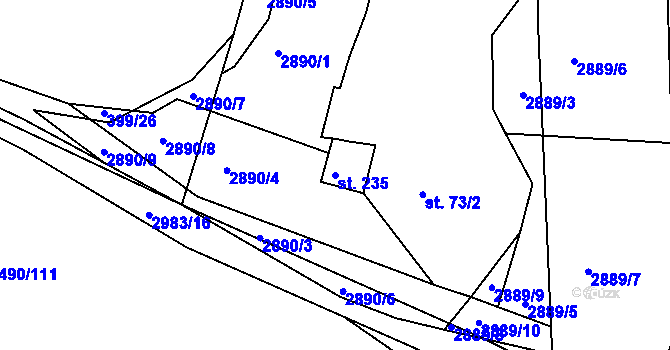 Parcela st. 235 v KÚ Horní Bělá, Katastrální mapa