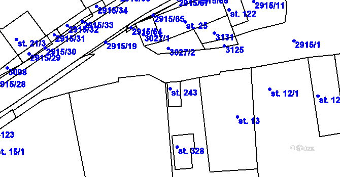 Parcela st. 243 v KÚ Horní Bělá, Katastrální mapa