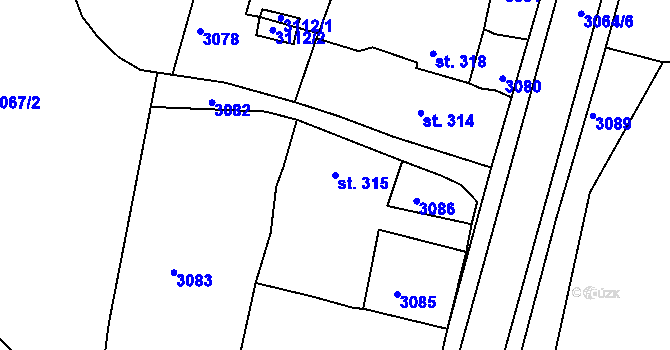 Parcela st. 315 v KÚ Horní Bělá, Katastrální mapa