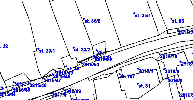 Parcela st. 26 v KÚ Horní Bělá, Katastrální mapa