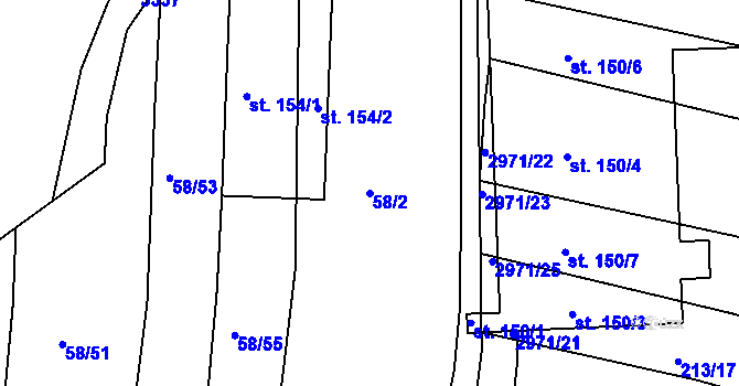 Parcela st. 58/2 v KÚ Horní Bělá, Katastrální mapa