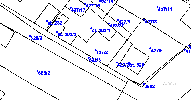 Parcela st. 427/2 v KÚ Horní Bělá, Katastrální mapa