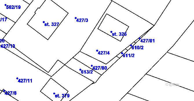 Parcela st. 427/4 v KÚ Horní Bělá, Katastrální mapa