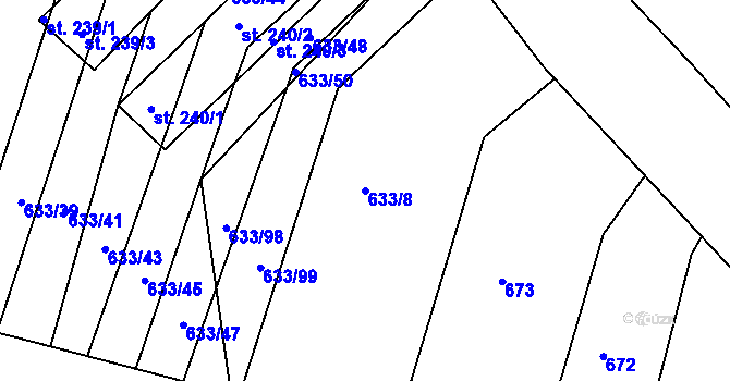 Parcela st. 633/8 v KÚ Horní Bělá, Katastrální mapa