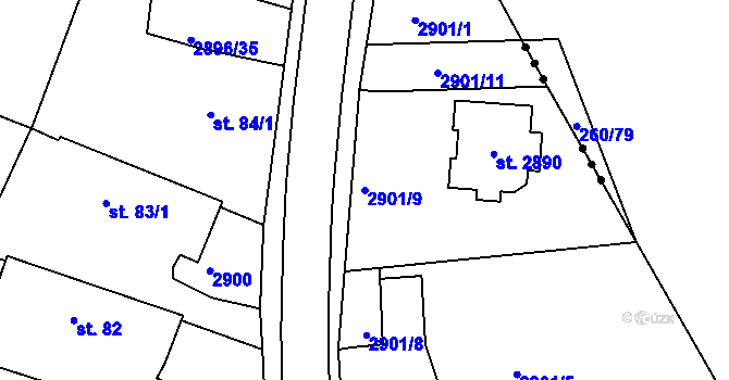 Parcela st. 2901/9 v KÚ Horní Bělá, Katastrální mapa
