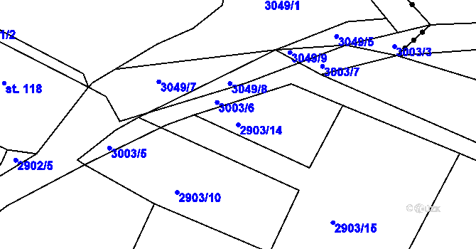 Parcela st. 2903/14 v KÚ Horní Bělá, Katastrální mapa