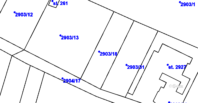 Parcela st. 2903/18 v KÚ Horní Bělá, Katastrální mapa