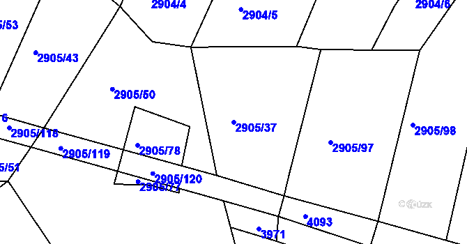 Parcela st. 2905/37 v KÚ Horní Bělá, Katastrální mapa