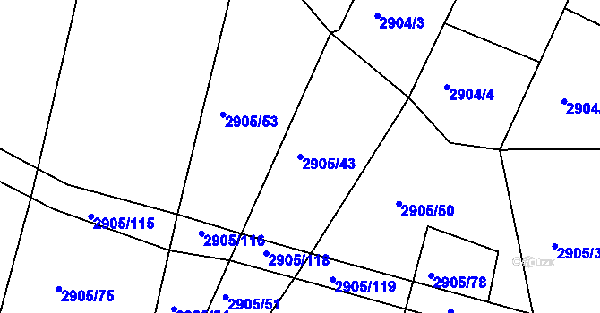 Parcela st. 2905/43 v KÚ Horní Bělá, Katastrální mapa
