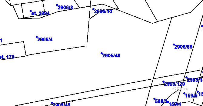 Parcela st. 2905/48 v KÚ Horní Bělá, Katastrální mapa