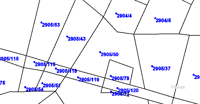 Parcela st. 2905/50 v KÚ Horní Bělá, Katastrální mapa