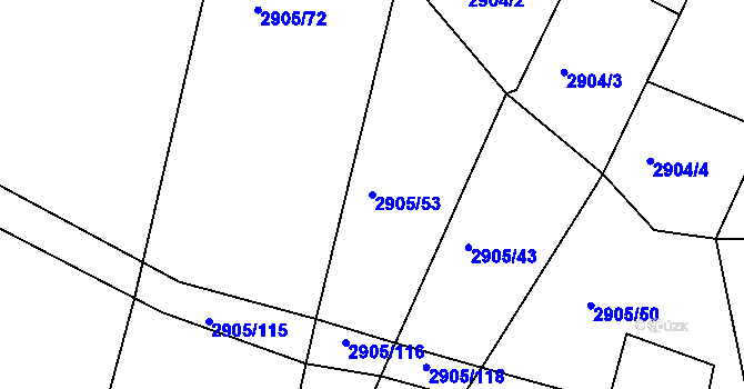 Parcela st. 2905/53 v KÚ Horní Bělá, Katastrální mapa
