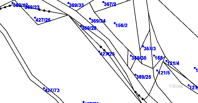 Parcela st. 427/25 v KÚ Horní Bělá, Katastrální mapa