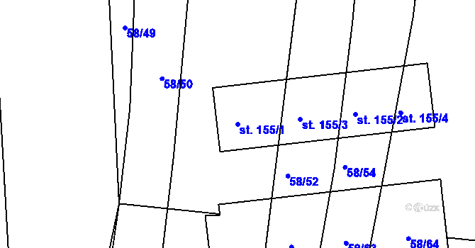 Parcela st. 155/1 v KÚ Horní Bělá, Katastrální mapa