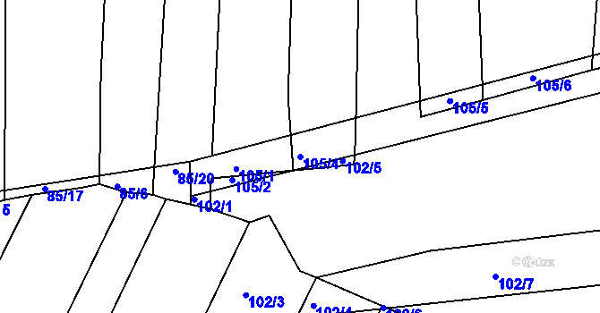 Parcela st. 105/4 v KÚ Horní Bělá, Katastrální mapa