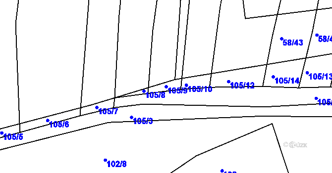 Parcela st. 105/9 v KÚ Horní Bělá, Katastrální mapa