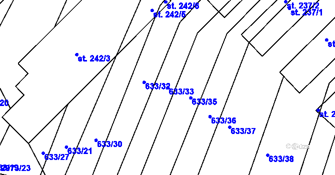 Parcela st. 633/33 v KÚ Horní Bělá, Katastrální mapa