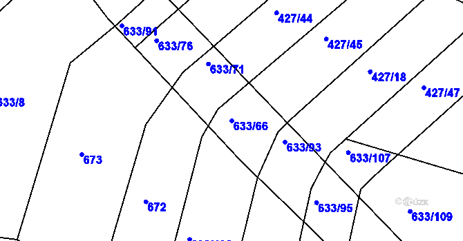 Parcela st. 633/66 v KÚ Horní Bělá, Katastrální mapa