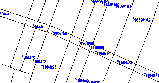 Parcela st. 1869/66 v KÚ Horní Bělá, Katastrální mapa