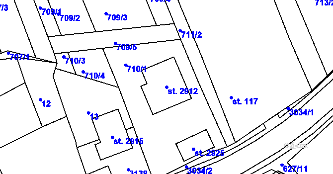 Parcela st. 2912 v KÚ Horní Bělá, Katastrální mapa