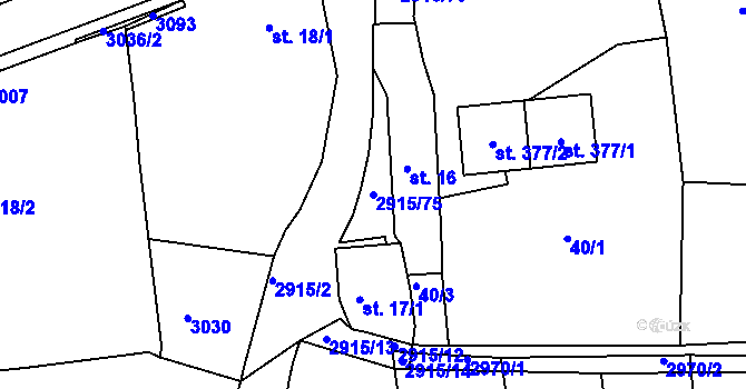 Parcela st. 2915/75 v KÚ Horní Bělá, Katastrální mapa