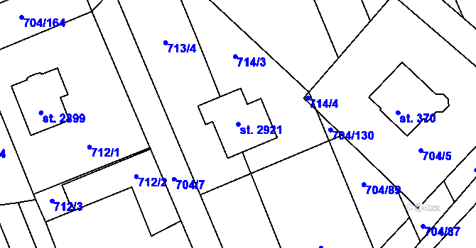Parcela st. 2921 v KÚ Horní Bělá, Katastrální mapa