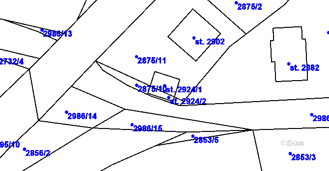 Parcela st. 2924/1 v KÚ Horní Bělá, Katastrální mapa