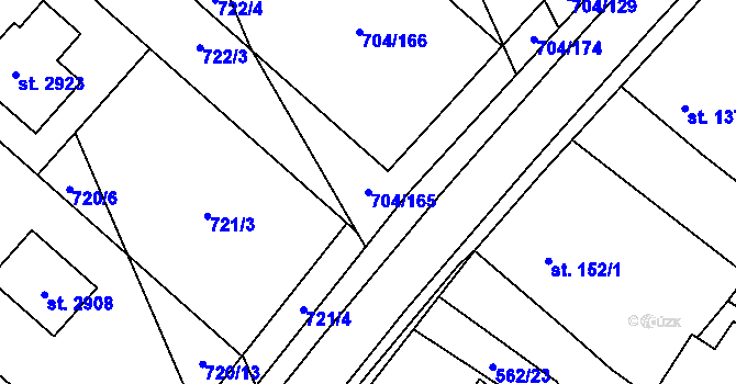 Parcela st. 704/165 v KÚ Horní Bělá, Katastrální mapa