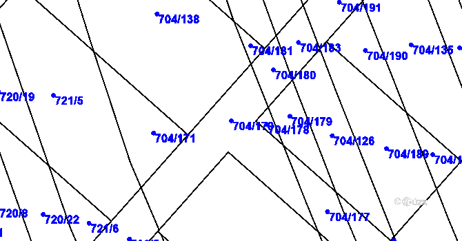 Parcela st. 704/170 v KÚ Horní Bělá, Katastrální mapa