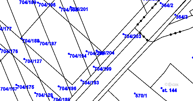 Parcela st. 704/204 v KÚ Horní Bělá, Katastrální mapa