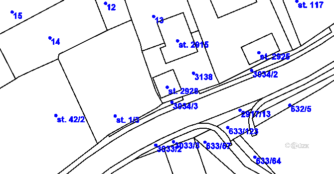 Parcela st. 2928 v KÚ Horní Bělá, Katastrální mapa