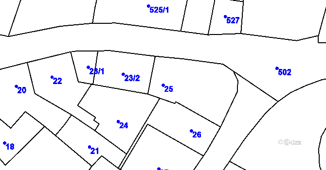 Parcela st. 25 v KÚ Horní Benešov, Katastrální mapa