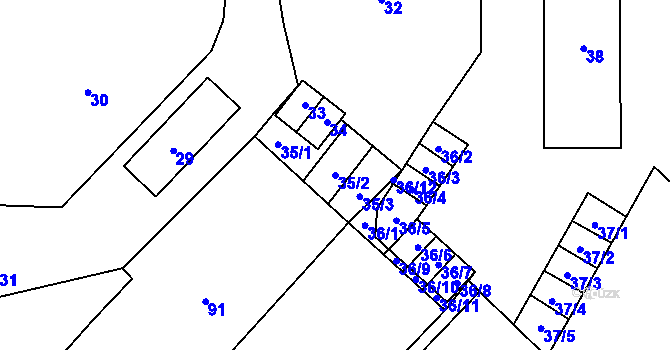 Parcela st. 35/2 v KÚ Horní Benešov, Katastrální mapa