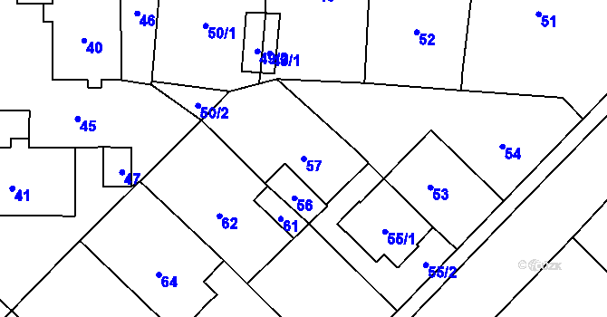 Parcela st. 57 v KÚ Horní Benešov, Katastrální mapa