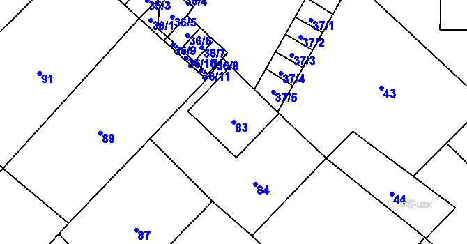 Parcela st. 83 v KÚ Horní Benešov, Katastrální mapa