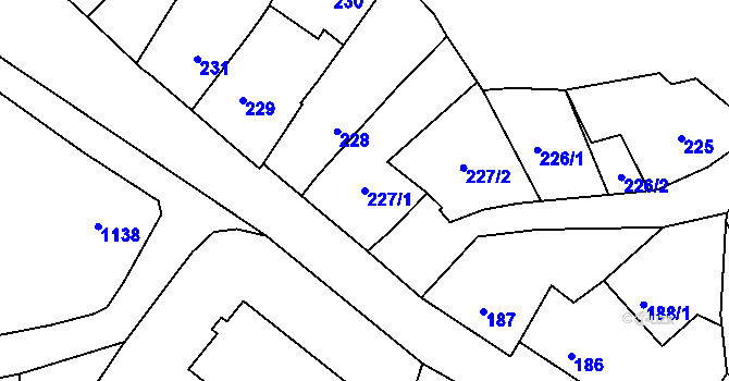 Parcela st. 227/1 v KÚ Horní Benešov, Katastrální mapa