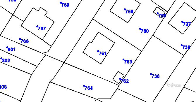 Parcela st. 761 v KÚ Horní Benešov, Katastrální mapa