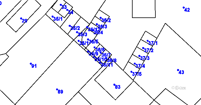 Parcela st. 36/7 v KÚ Horní Benešov, Katastrální mapa