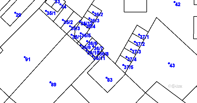 Parcela st. 36/8 v KÚ Horní Benešov, Katastrální mapa