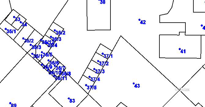 Parcela st. 37/1 v KÚ Horní Benešov, Katastrální mapa