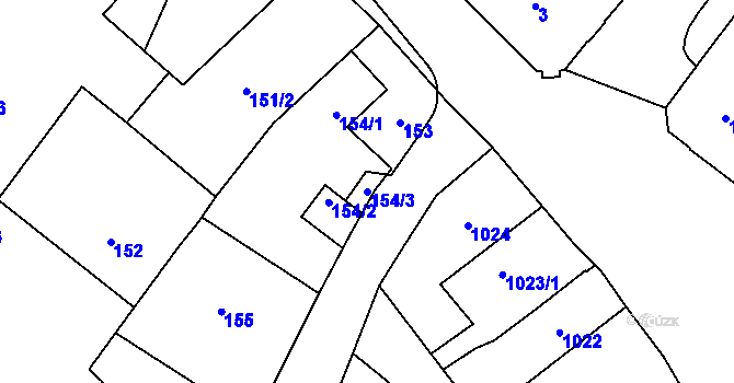 Parcela st. 154/3 v KÚ Horní Benešov, Katastrální mapa