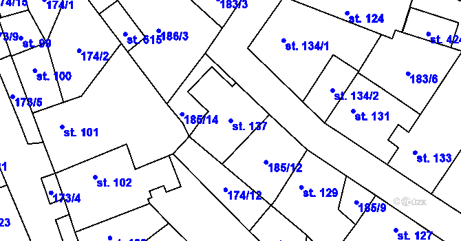 Parcela st. 137 v KÚ Horní Beřkovice, Katastrální mapa