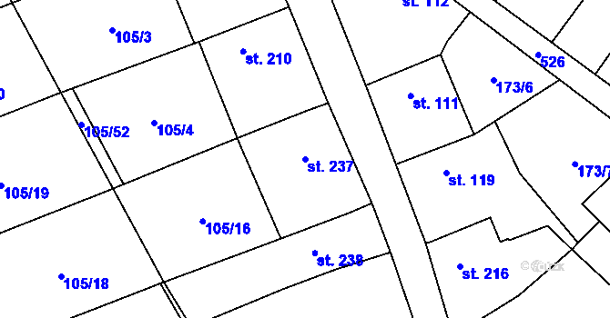 Parcela st. 237 v KÚ Horní Beřkovice, Katastrální mapa