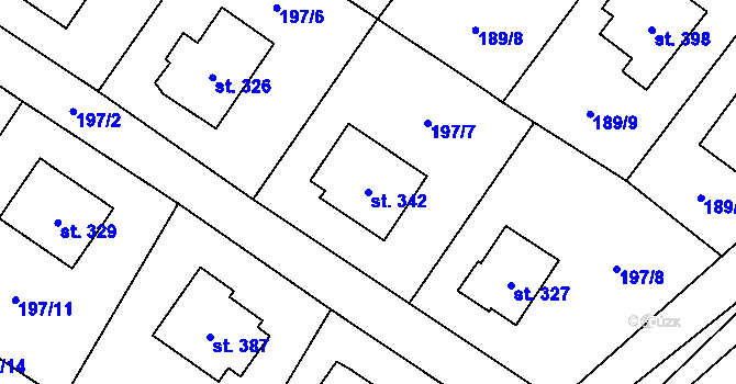 Parcela st. 342 v KÚ Horní Beřkovice, Katastrální mapa