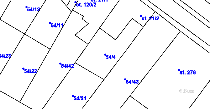 Parcela st. 54/4 v KÚ Horní Beřkovice, Katastrální mapa